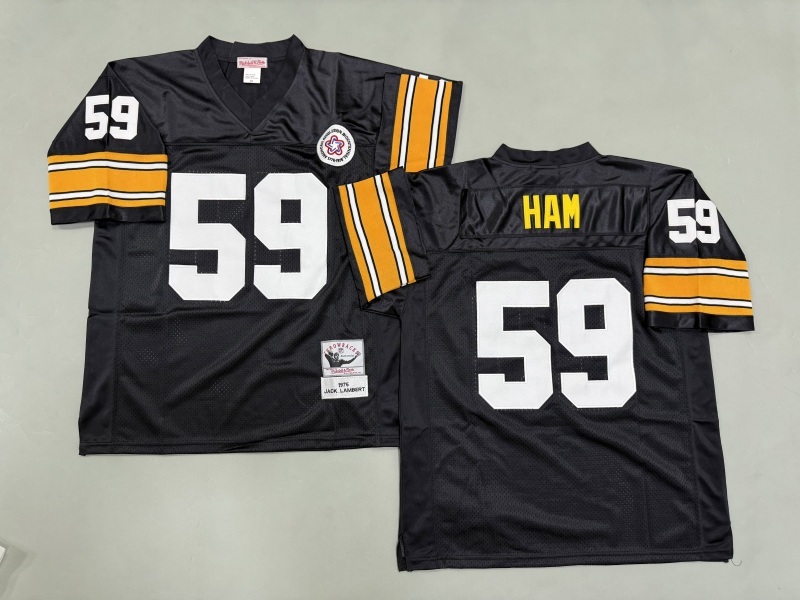 Men 2025 Pittsburgh Steelers #59 Ham black Throwback Limited NFL Jersey style 002